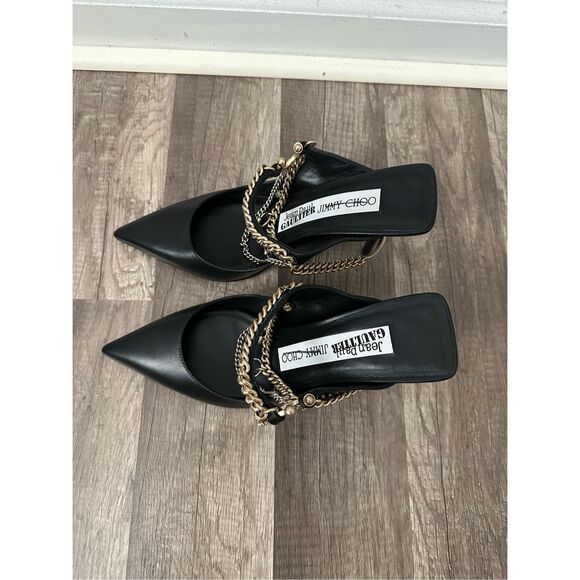 JIMMY CHOO + Jean Paul Gaultier Bing 90 embellished leather mules US 7 $2450 - Picture 10 of 15